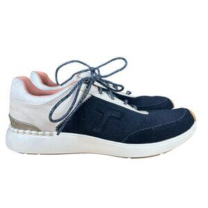 TOMS Arroyo Retro Suede Sneakers Women's Size 8 Navy Cream & Coral in EUC!